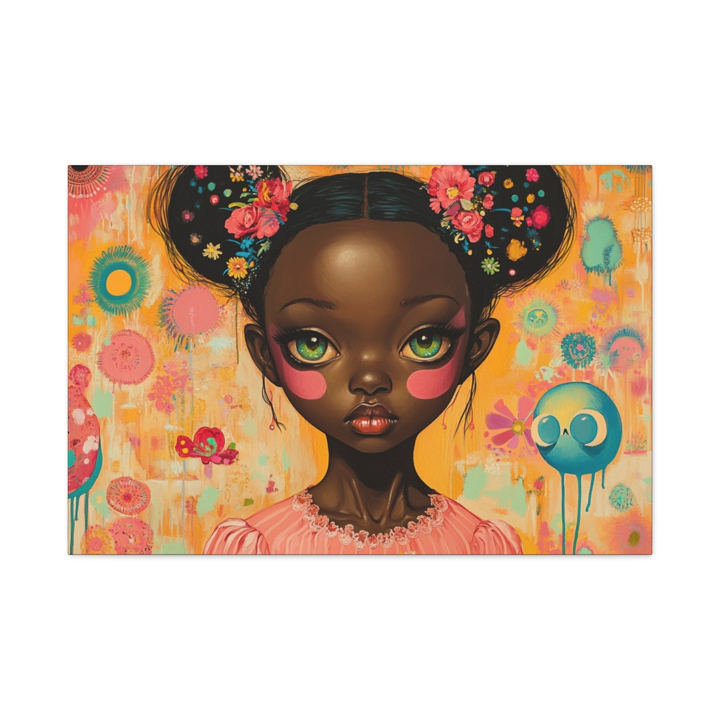 On Bigger Eyes - Stretched Canvas Art - African American Pop Surrealism Artwork