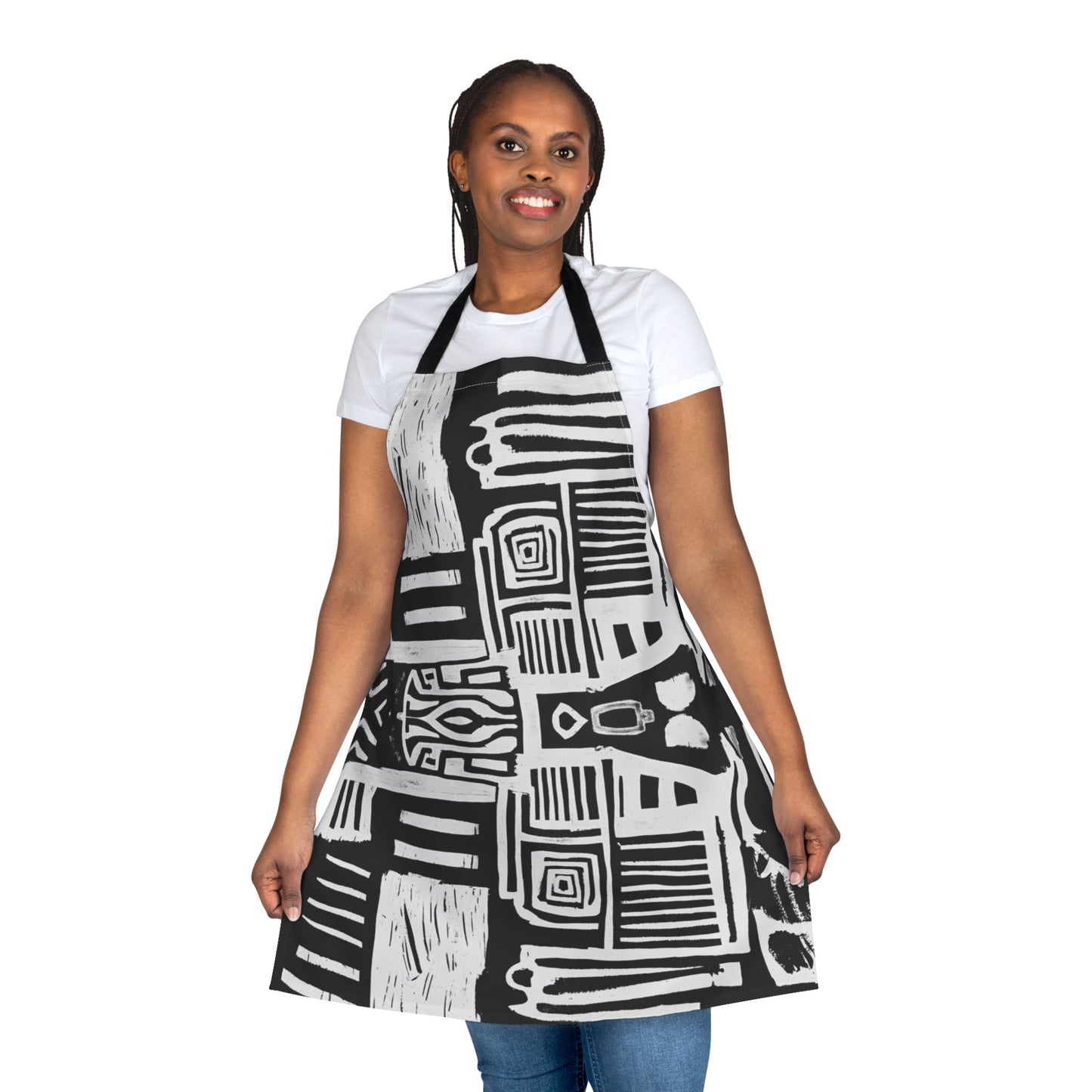 Black Glyphs No. 2 | Colorful Artistic Apron with 2-Color Straps | Perfect for Cooking & Crafting