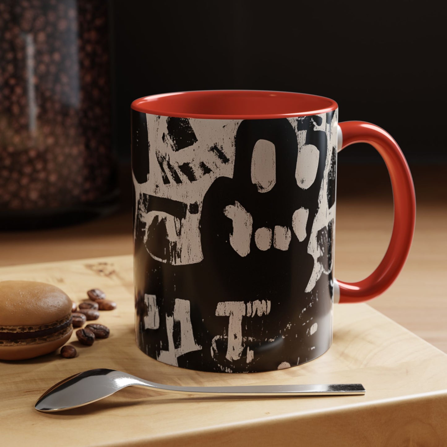 “Black Glyphs” Ceramic Accent Mug – 11oz / 15oz-