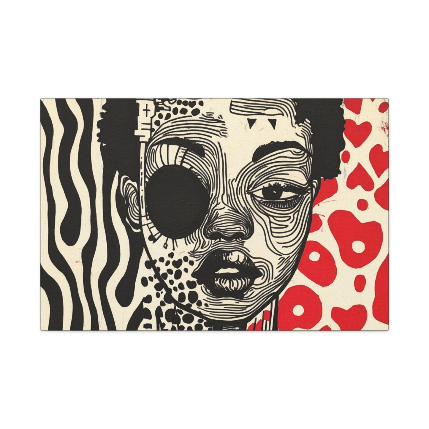 Charge it to my Head - Stretched Canvas Art - Modern Black and Red Pop Art Portrait Print, 1.25" depth