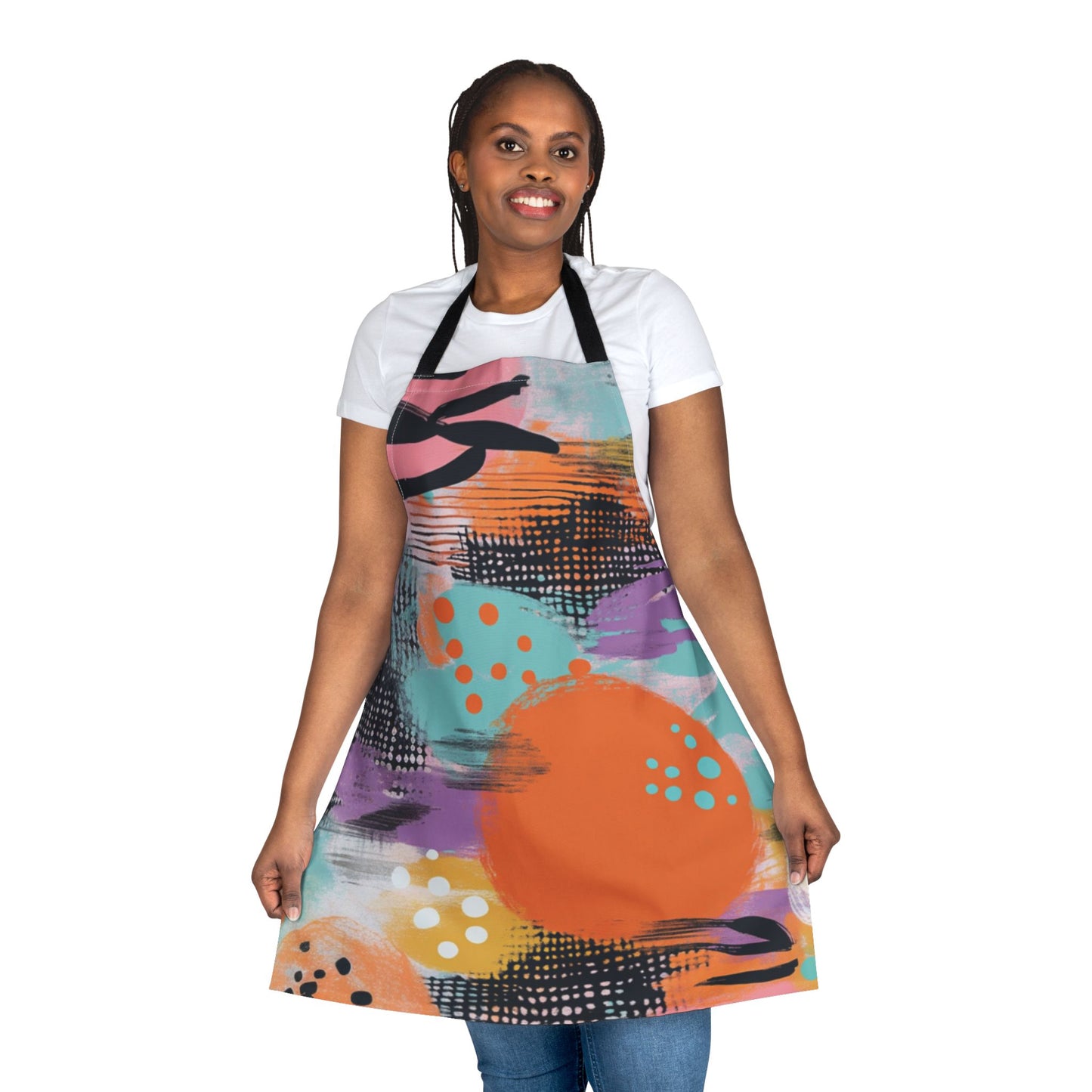 Abstract Apron No. 3 | Colorful Artistic Apron with 3-Color Straps | Perfect for Cooking & Crafting