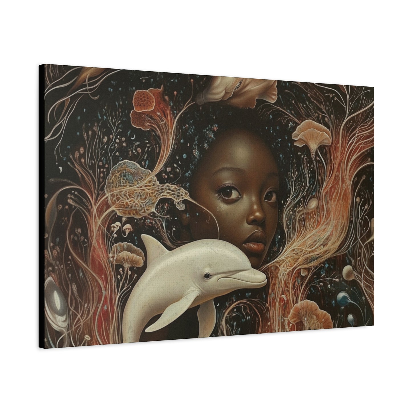 This Vast Ocean No. 3 - Elegant Stretched Canvas Art - AfroFuturist Daydream on Canvas