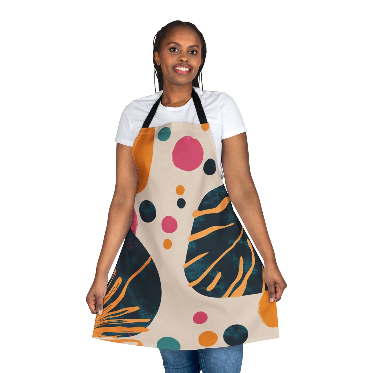 Colorful Artistic Apron with 2-Color Straps - Perfect for Cooking & Crafting