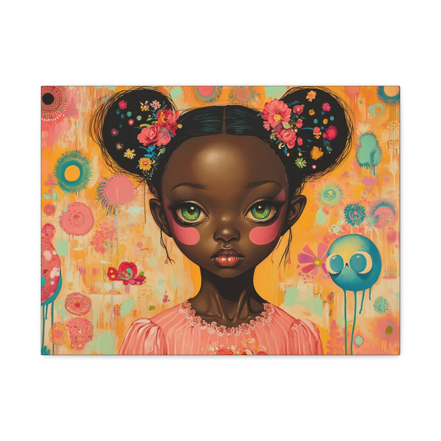 On Bigger Eyes - Stretched Canvas Art - African American Pop Surrealism Artwork