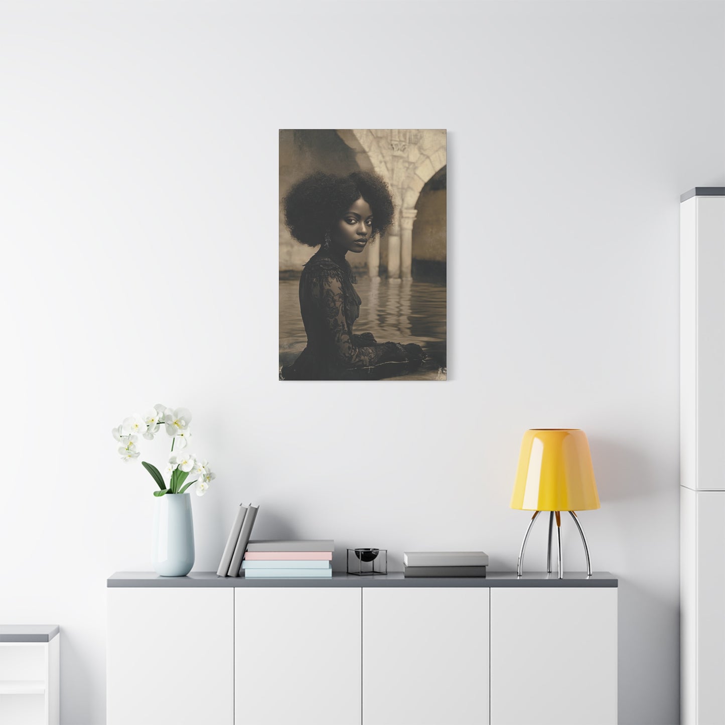 Black Mesh & Lace – Canvas Wall Art - Elegant Stretched Canvas Art Print, Gift for Art Lovers