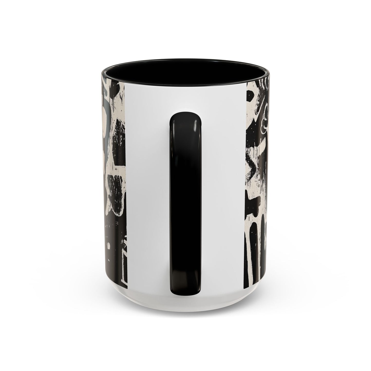 “Black Glyphs” Ceramic Accent Mug – 11oz / 15oz-