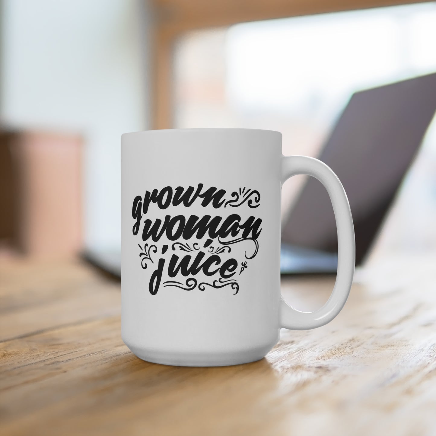 White Grown Woman Juice Mug 15oz