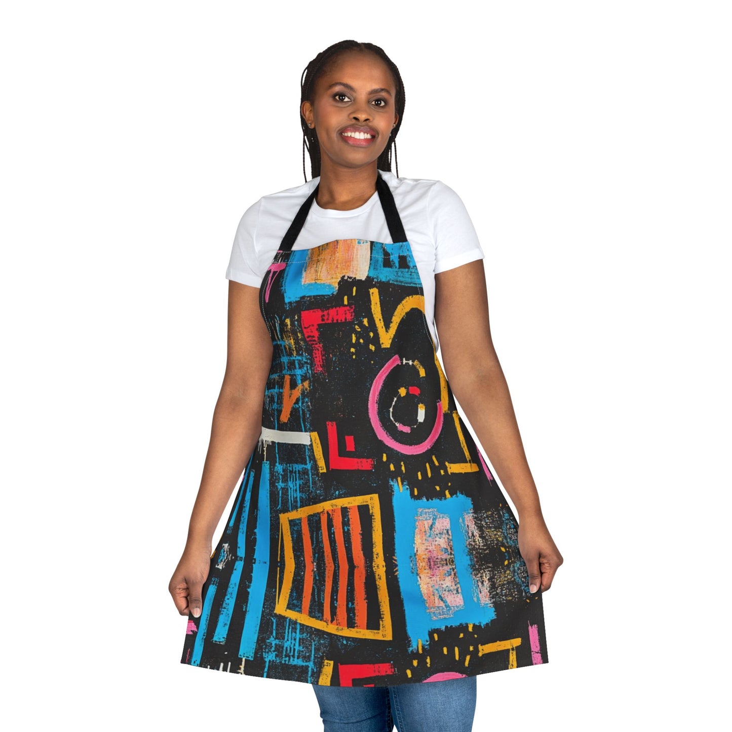 Abstract Apron No. 2 | Colorful Artistic Apron with 2-Color Straps | Perfect for Cooking & Crafting