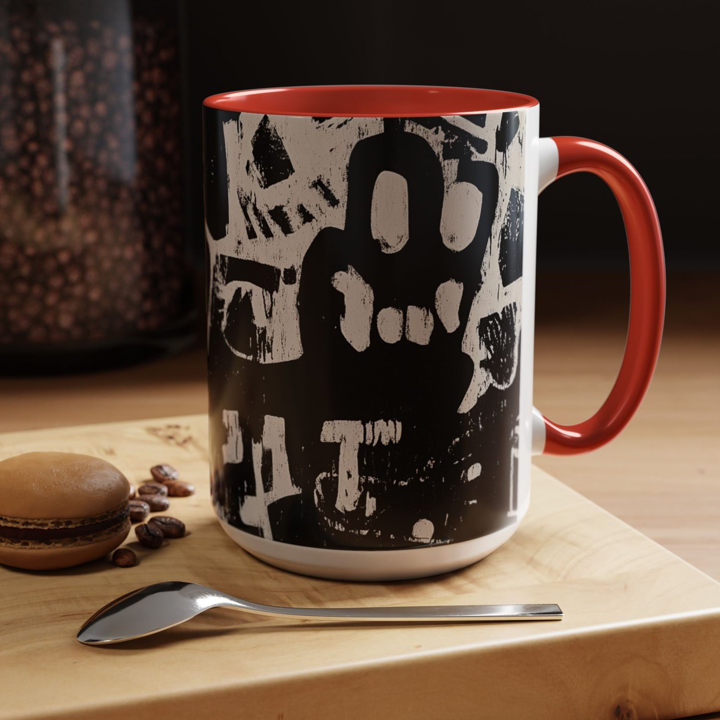 “Black Glyphs” Ceramic Accent Mug – 11oz / 15oz-