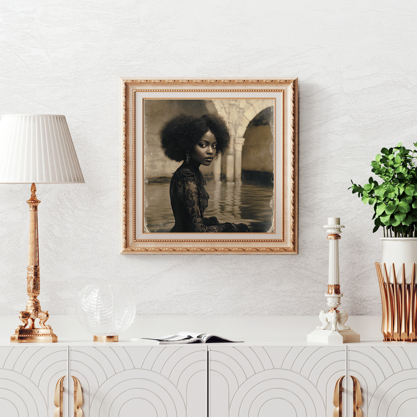 Black Mesh & Lace – Canvas Wall Art - Elegant Stretched Canvas Art Print, Gift for Art Lovers