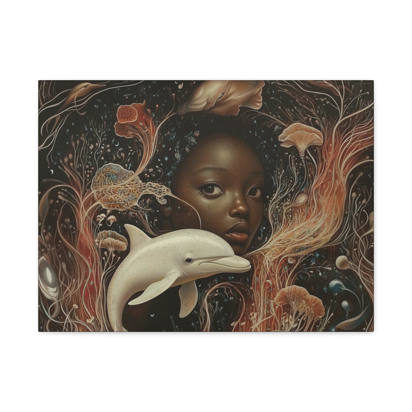 This Vast Ocean No. 3 - Elegant Stretched Canvas Art - AfroFuturist Daydream on Canvas