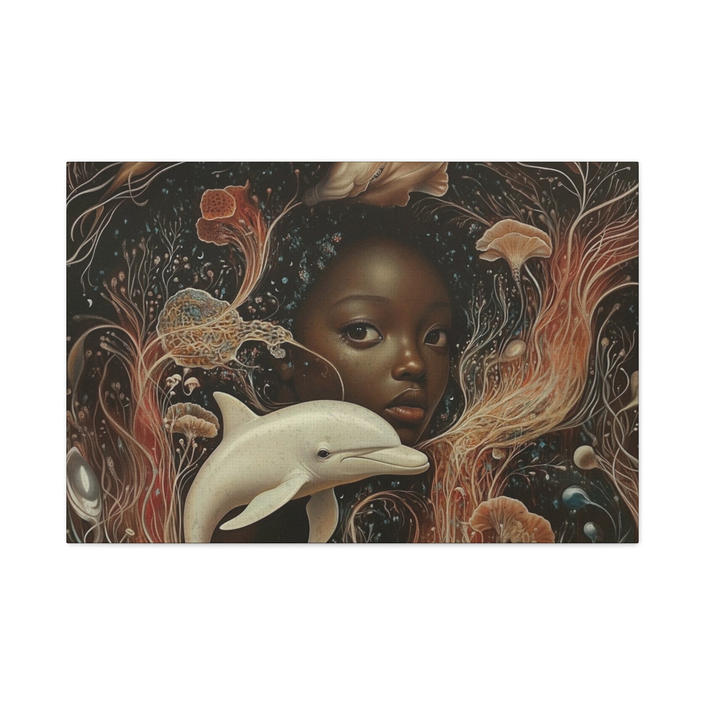 This Vast Ocean No. 3 - Elegant Stretched Canvas Art - AfroFuturist Daydream on Canvas