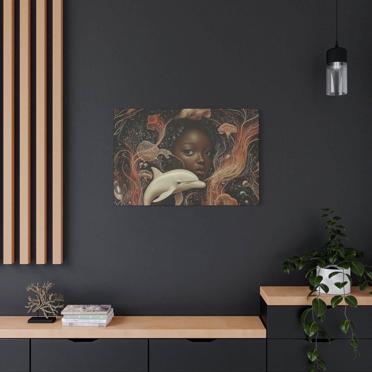 This Vast Ocean No. 3 - Elegant Stretched Canvas Art - AfroFuturist Daydream on Canvas