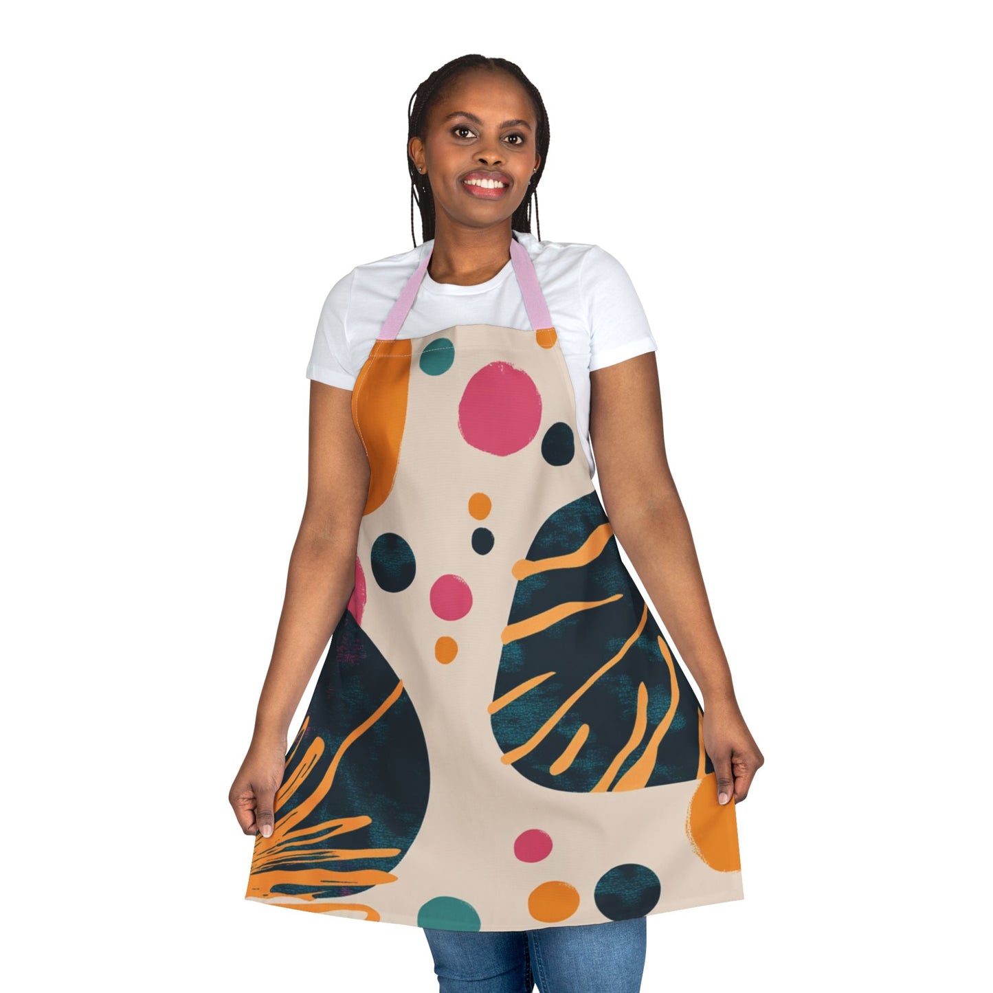 Colorful Artistic Apron with 2-Color Straps - Perfect for Cooking & Crafting