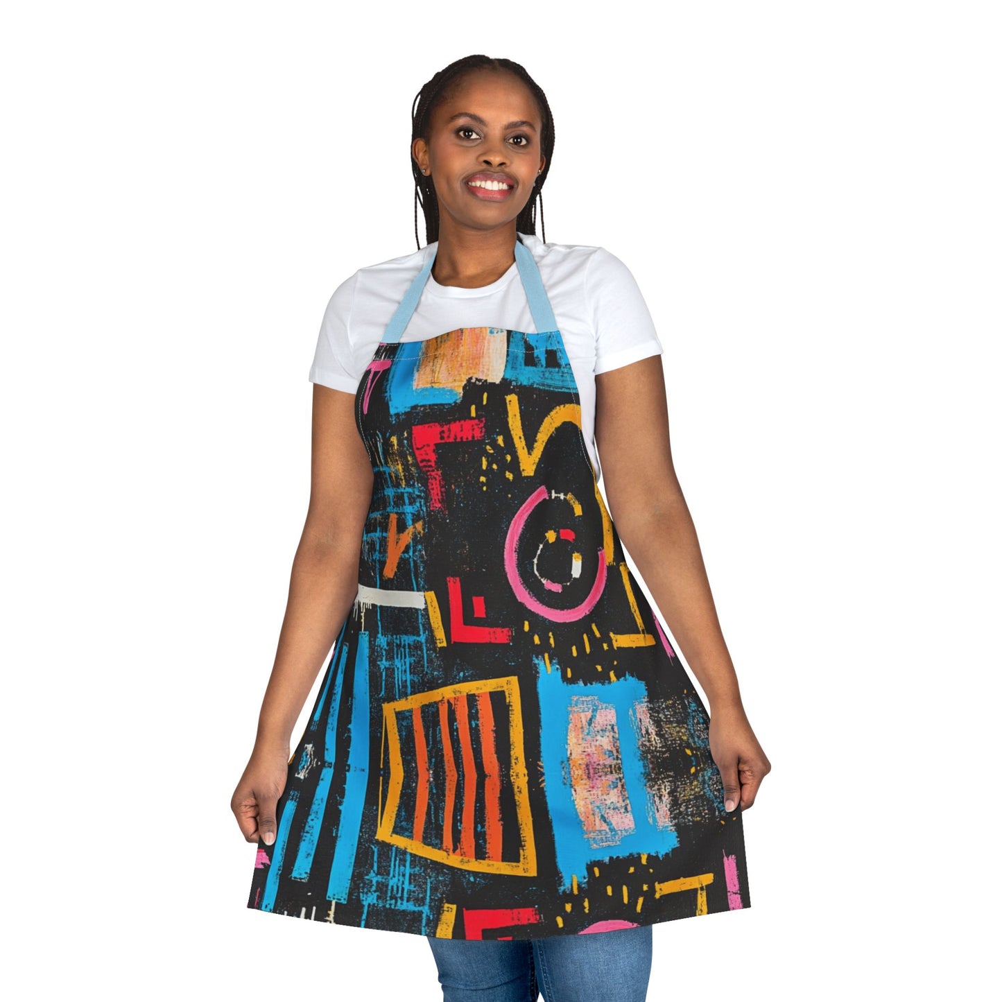 Abstract Apron No. 2 | Colorful Artistic Apron with 2-Color Straps | Perfect for Cooking & Crafting