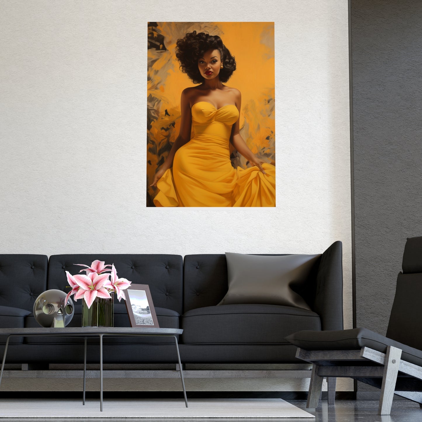 Aurelia | Old Hollywood Glamour Poster Art Print | Yellow Dress | Free Shipping