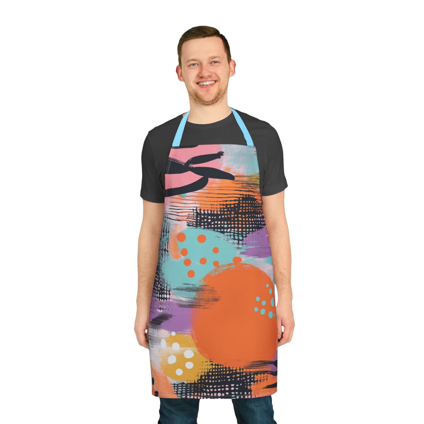 Abstract Apron No. 3 | Colorful Artistic Apron with 3-Color Straps | Perfect for Cooking & Crafting