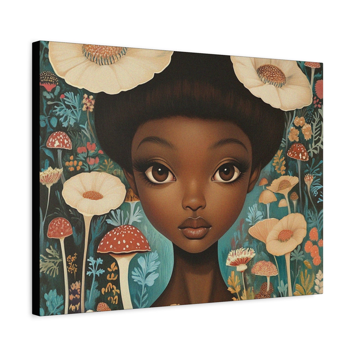 Forest Bloom – Afro-Fairy Garden Canvas Wall Art - Stretched Canvas Art - AfroFuturist Daydream on Canvas