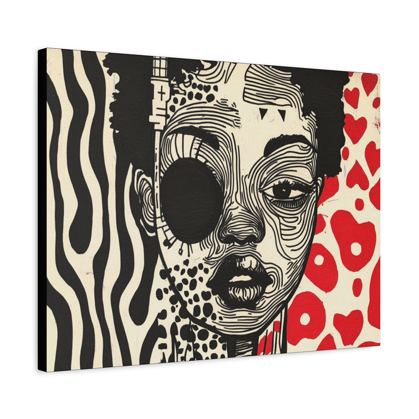 Charge it to my Head - Stretched Canvas Art - Modern Black and Red Pop Art Portrait Print, 1.25" depth