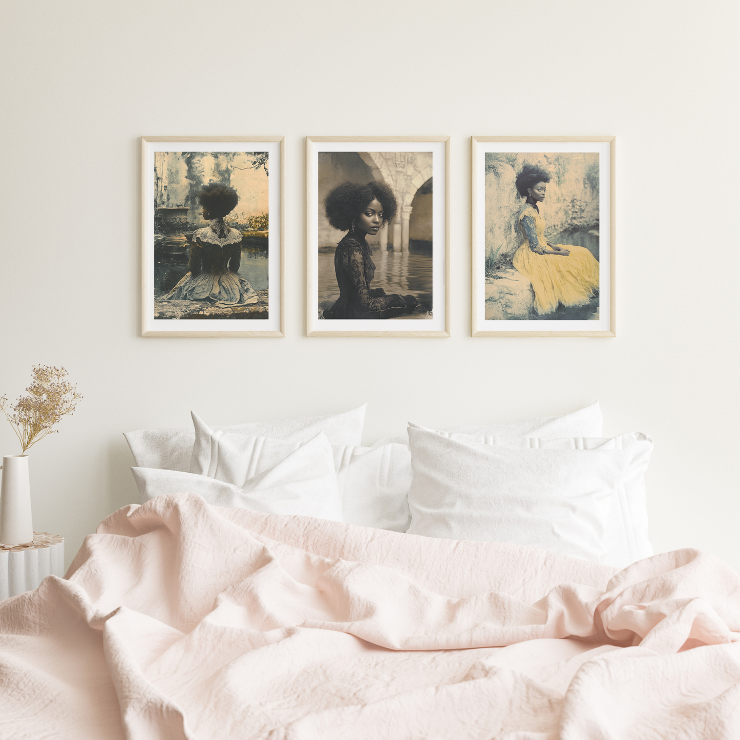 Black Mesh & Lace – Canvas Wall Art - Elegant Stretched Canvas Art Print, Gift for Art Lovers