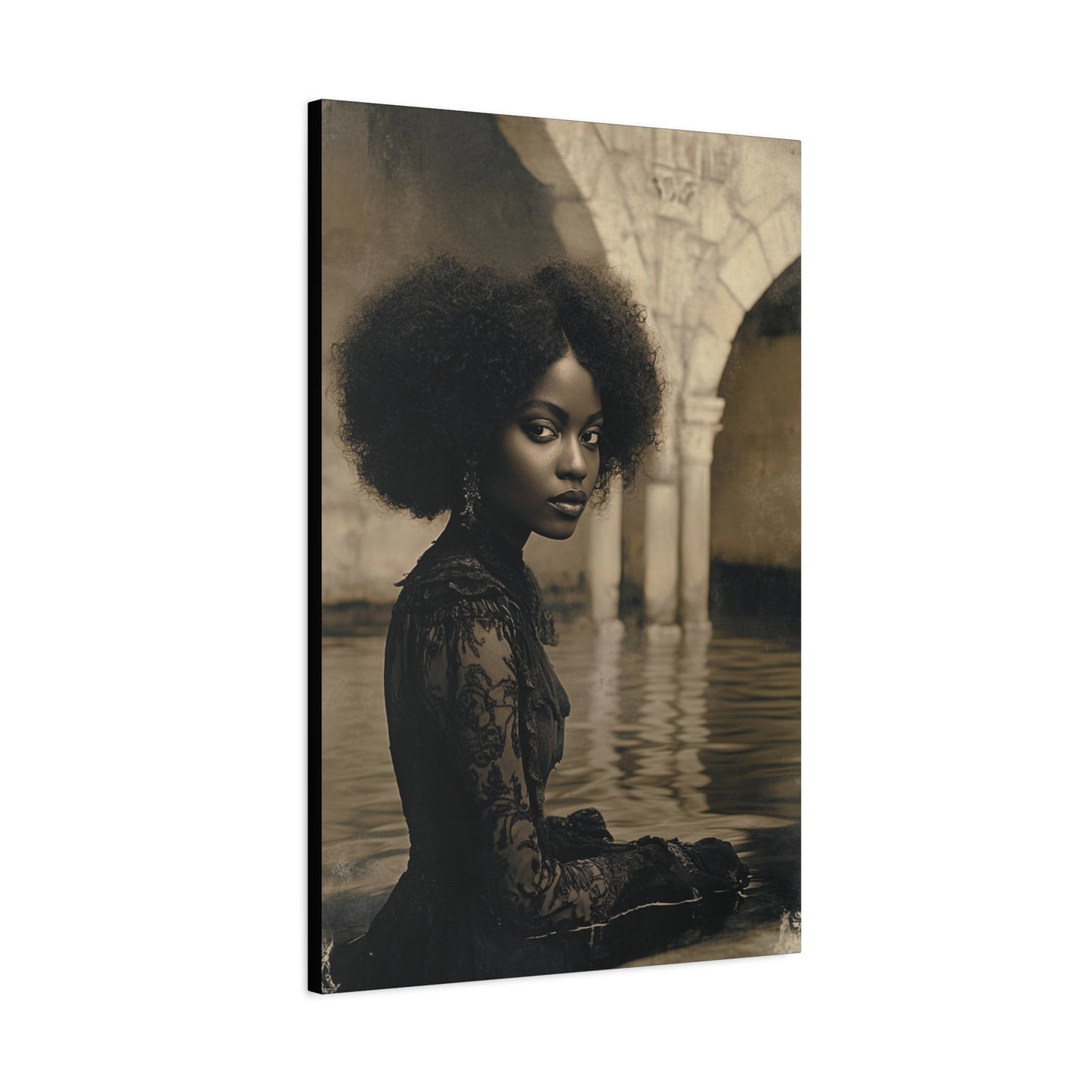 Black Mesh & Lace – Canvas Wall Art - Elegant Stretched Canvas Art Print, Gift for Art Lovers