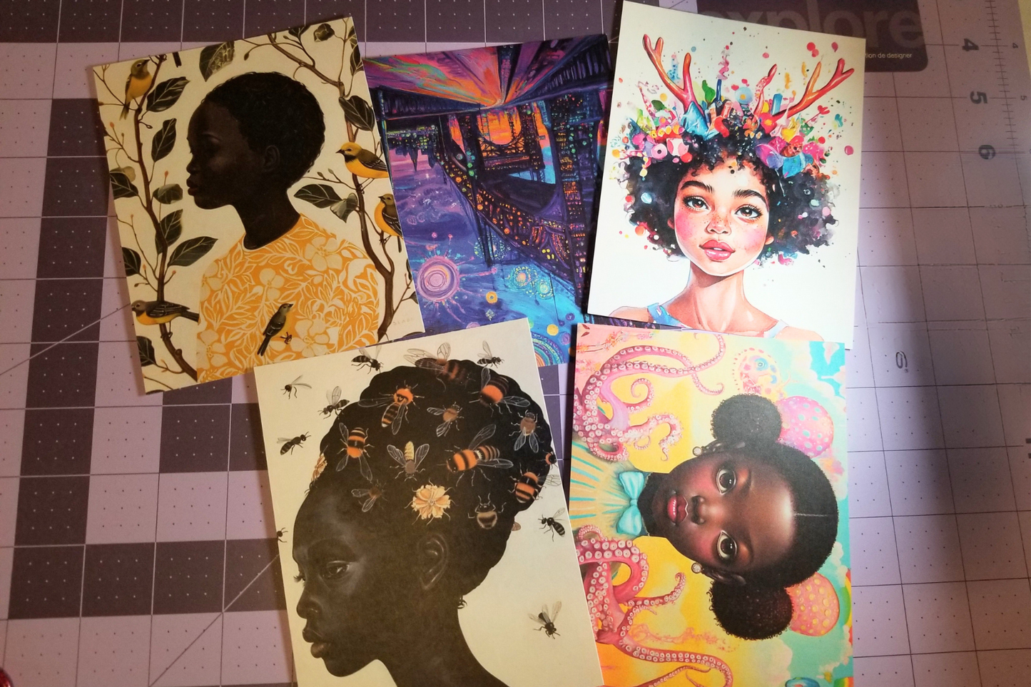 "Miss You Dearly" – Vibrant Afro-Fantasy Postcard | Dreamers & Pen Pals | Free Shipping