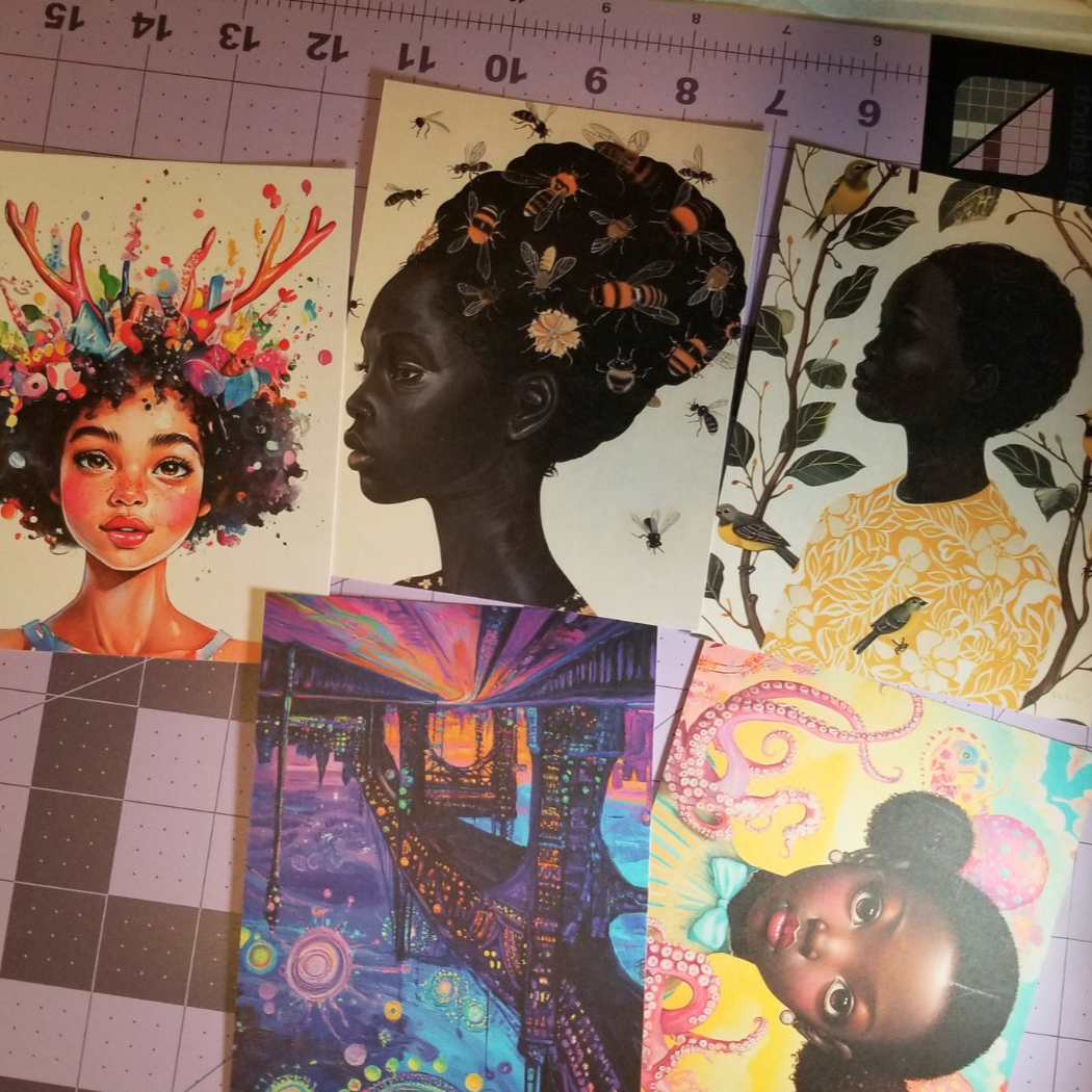Afrofuturistic and Surreal Pastel Tentacle Postcard | Free Shipping