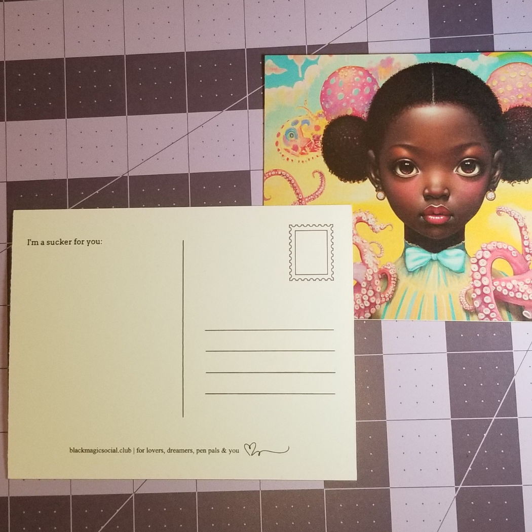 Afrofuturistic and Surreal Pastel Tentacle Postcard | Free Shipping