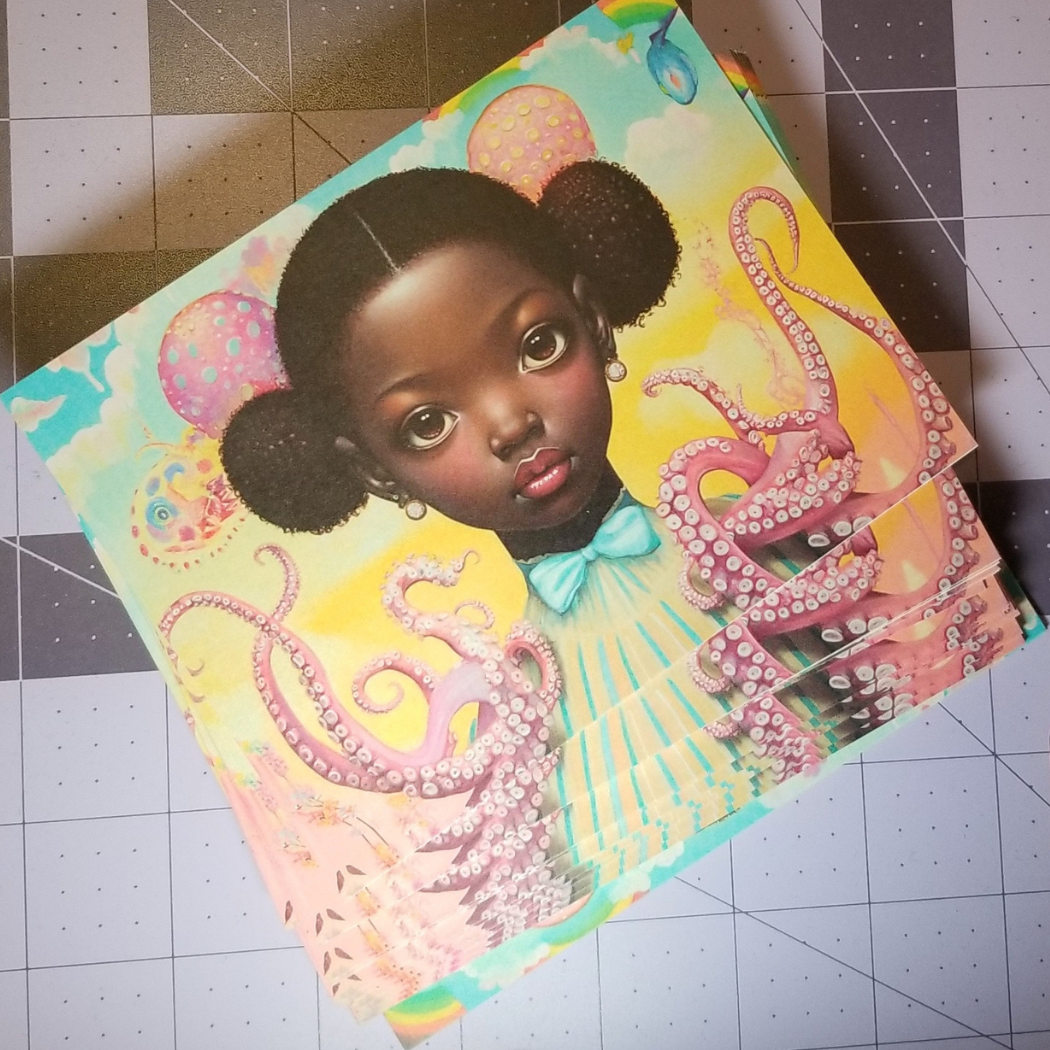 Afrofuturistic and Surreal Pastel Tentacle Postcard | Free Shipping