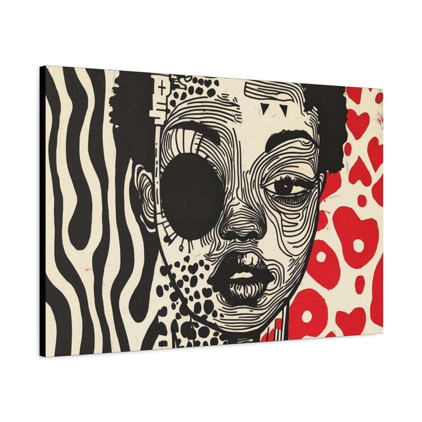 Charge it to my Head - Stretched Canvas Art - Modern Black and Red Pop Art Portrait Print, 1.25" depth
