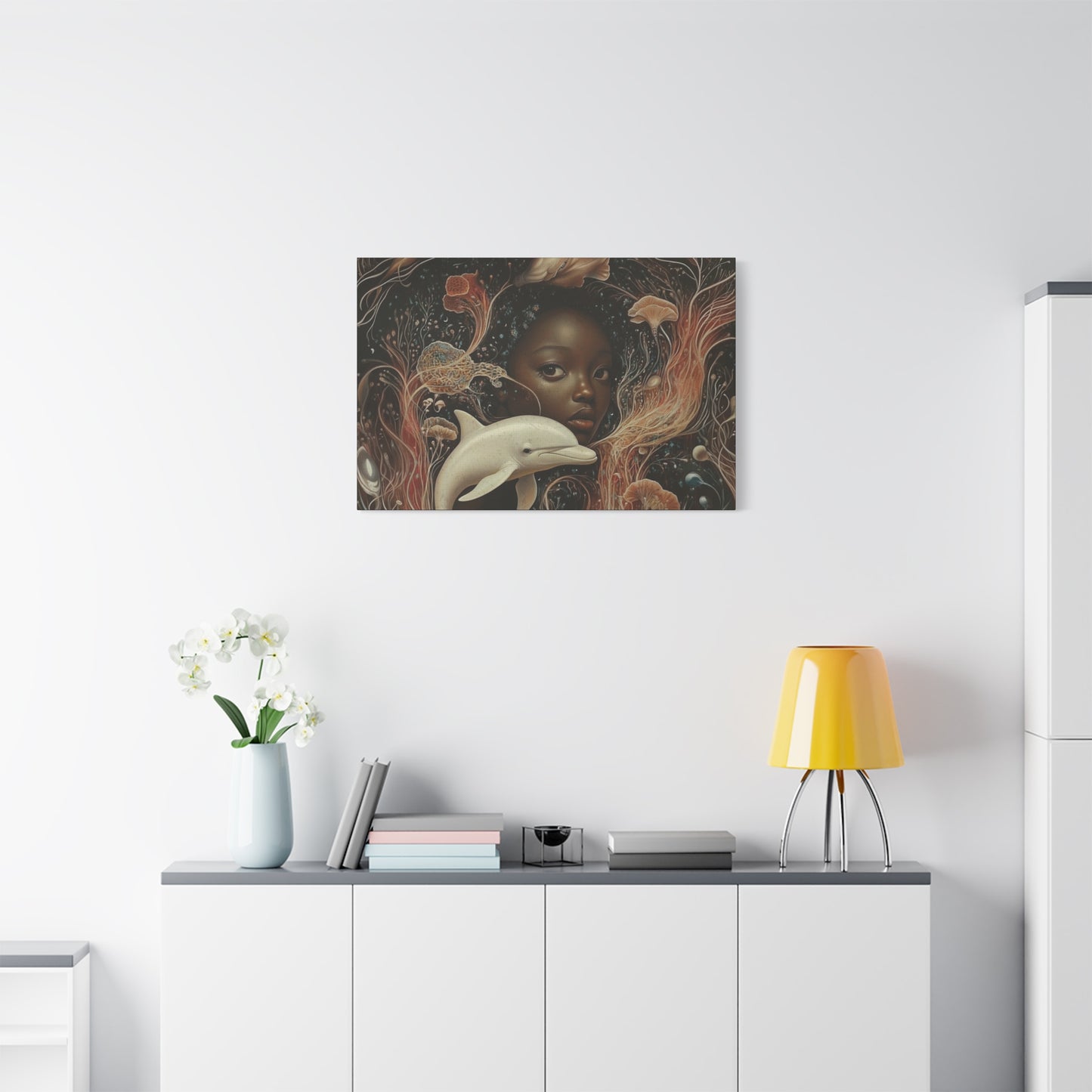 This Vast Ocean No. 3 - Elegant Stretched Canvas Art - AfroFuturist Daydream on Canvas