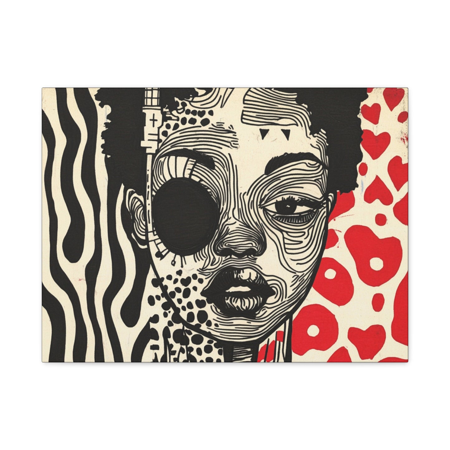 Charge it to my Head - Stretched Canvas Art - Modern Black and Red Pop Art Portrait Print, 1.25" depth