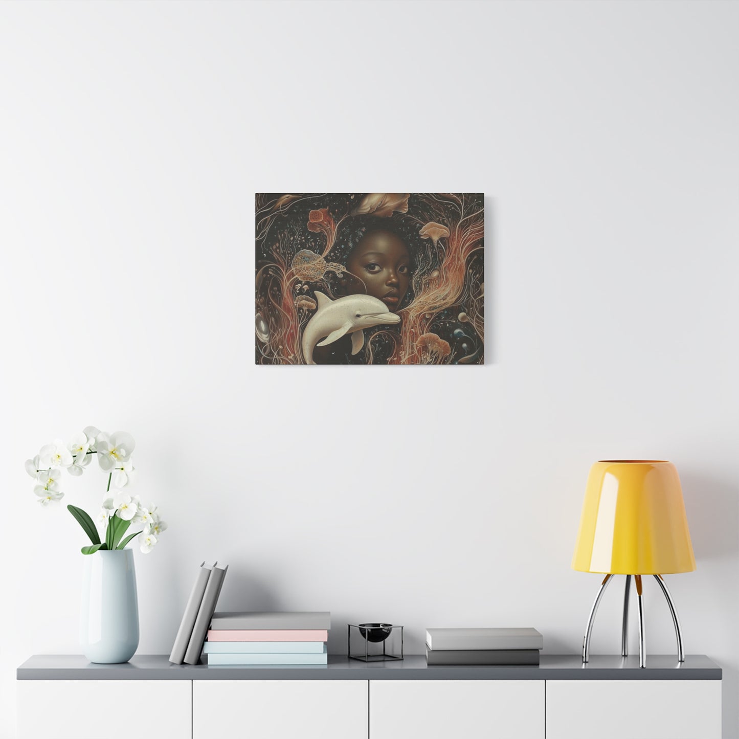 This Vast Ocean No. 3 - Elegant Stretched Canvas Art - AfroFuturist Daydream on Canvas