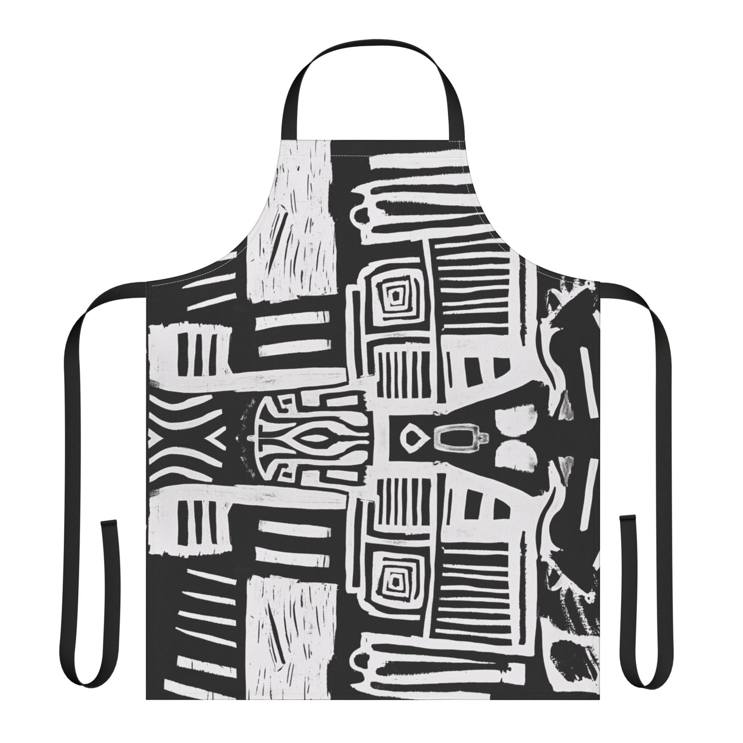 Black Glyphs No. 2 | Colorful Artistic Apron with 2-Color Straps | Perfect for Cooking & Crafting