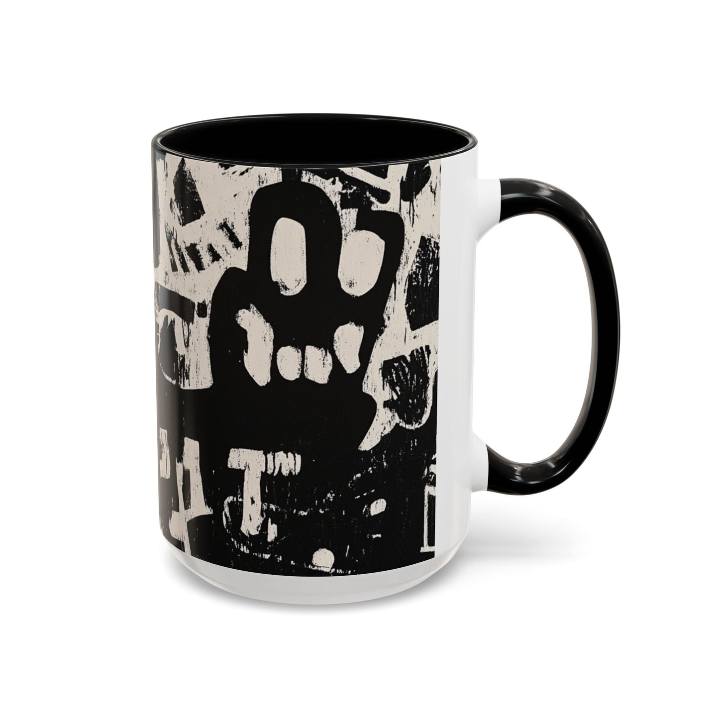 “Black Glyphs” Ceramic Accent Mug – 11oz / 15oz-