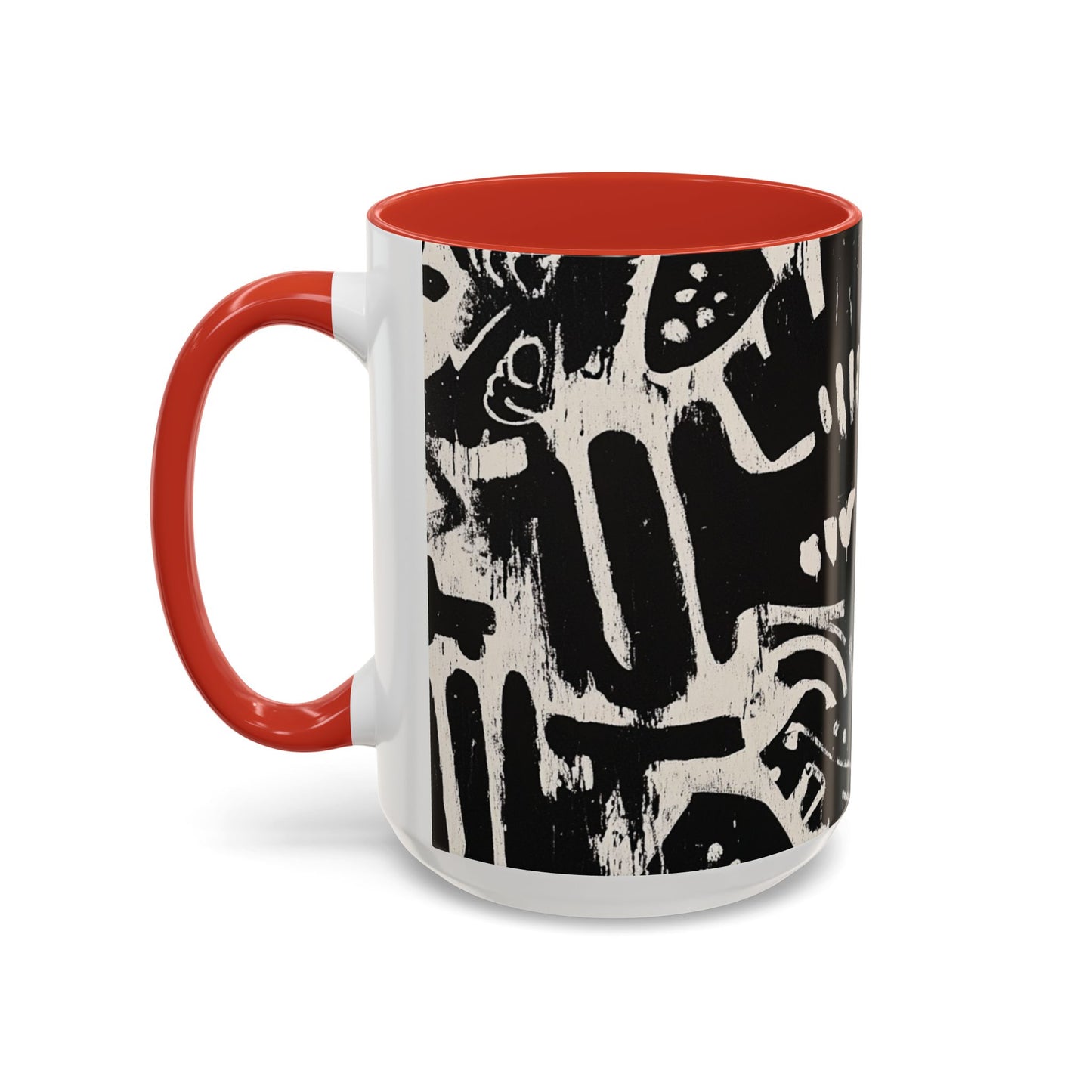 “Black Glyphs” Ceramic Accent Mug – 11oz / 15oz-