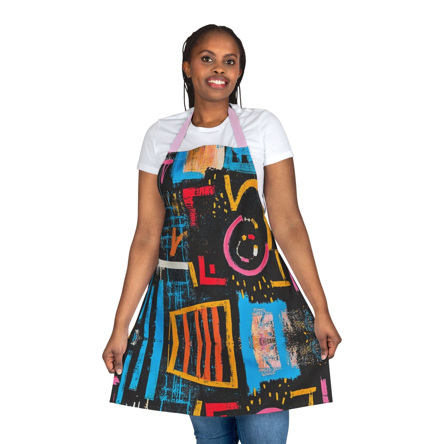 Abstract Apron No. 2 | Colorful Artistic Apron with 2-Color Straps | Perfect for Cooking & Crafting