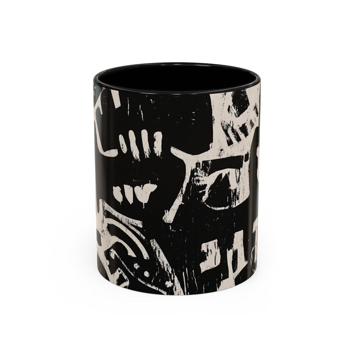 “Black Glyphs” Ceramic Accent Mug – 11oz / 15oz-
