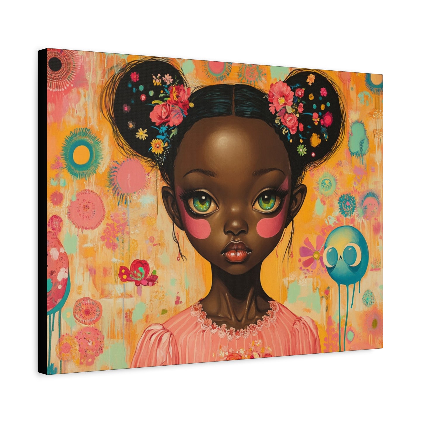 On Bigger Eyes - Stretched Canvas Art - African American Pop Surrealism Artwork