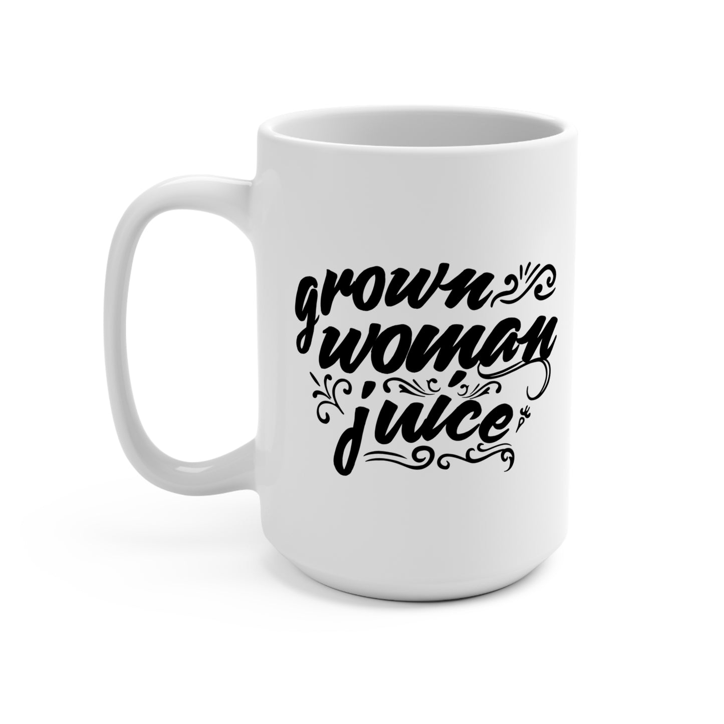 White Grown Woman Juice Mug 15oz