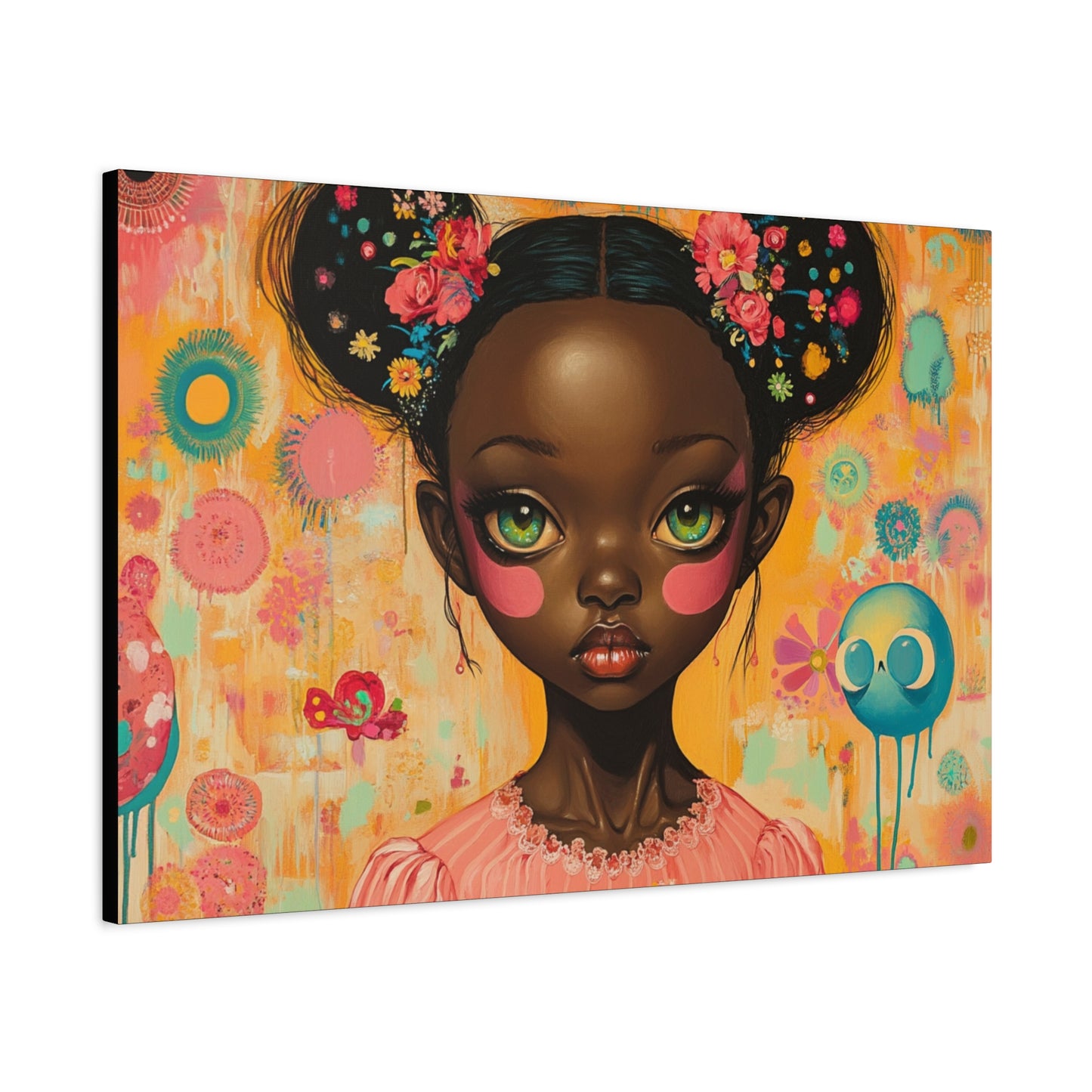 On Bigger Eyes - Stretched Canvas Art - African American Pop Surrealism Artwork
