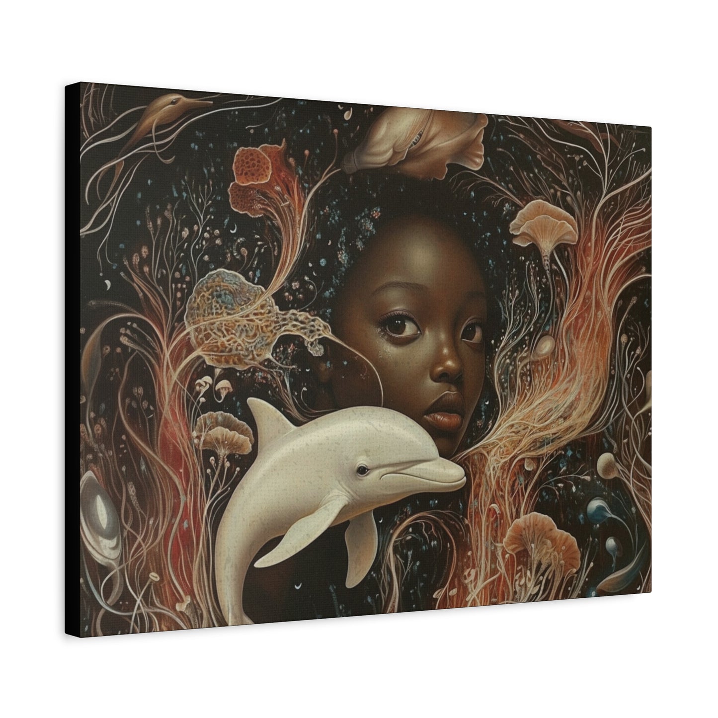This Vast Ocean No. 3 - Elegant Stretched Canvas Art - AfroFuturist Daydream on Canvas