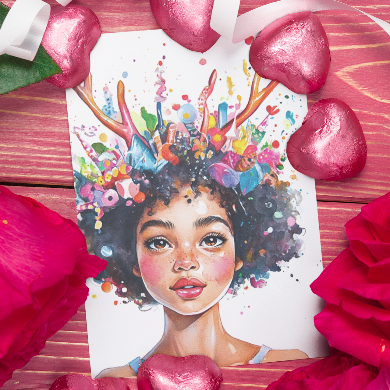 "Miss You Dearly" – Vibrant Afro-Fantasy Postcard | Dreamers & Pen Pals | Free Shipping