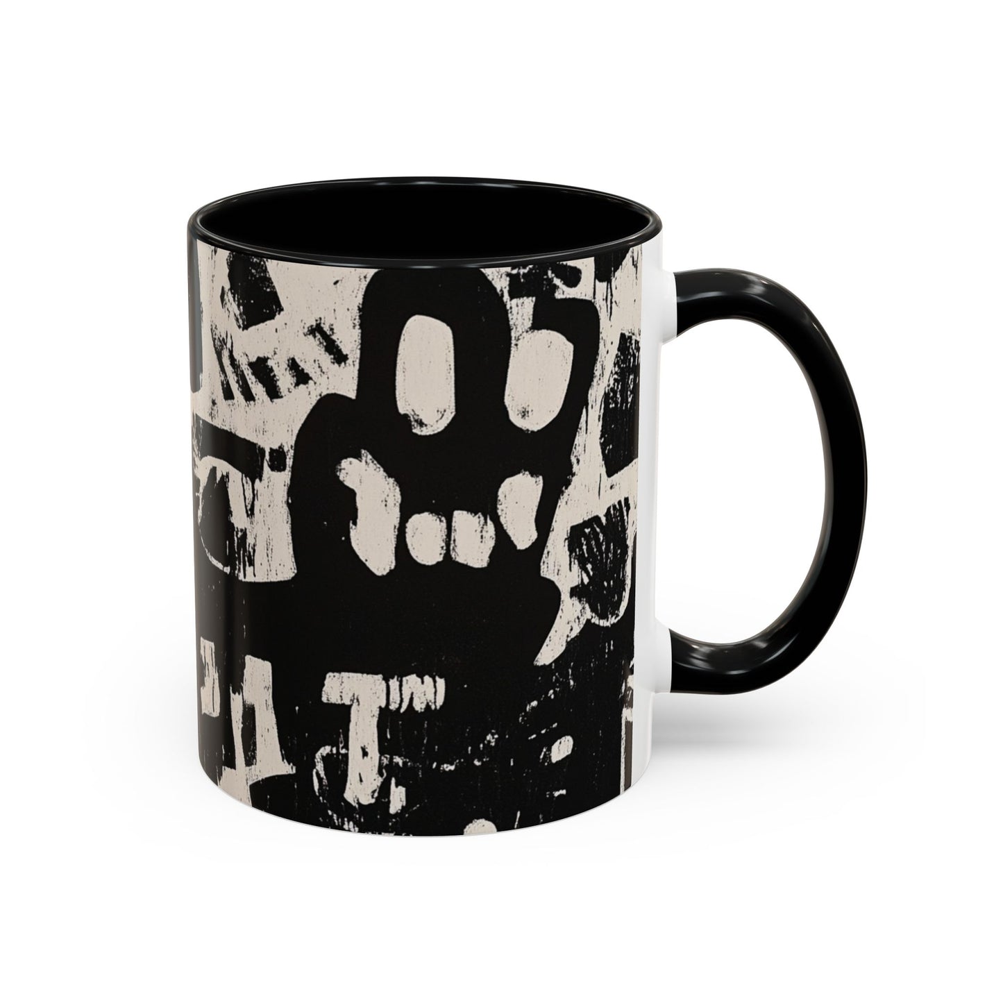 “Black Glyphs” Ceramic Accent Mug – 11oz / 15oz-