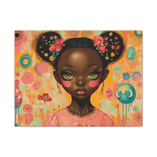 On Bigger Eyes - Stretched Canvas Art - African American Pop Surrealism Artwork