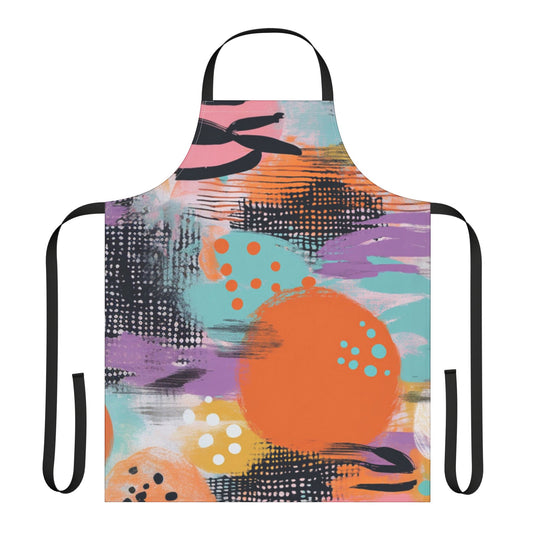 Abstract Apron No. 3 | Colorful Artistic Apron with 3-Color Straps | Perfect for Cooking & Crafting
