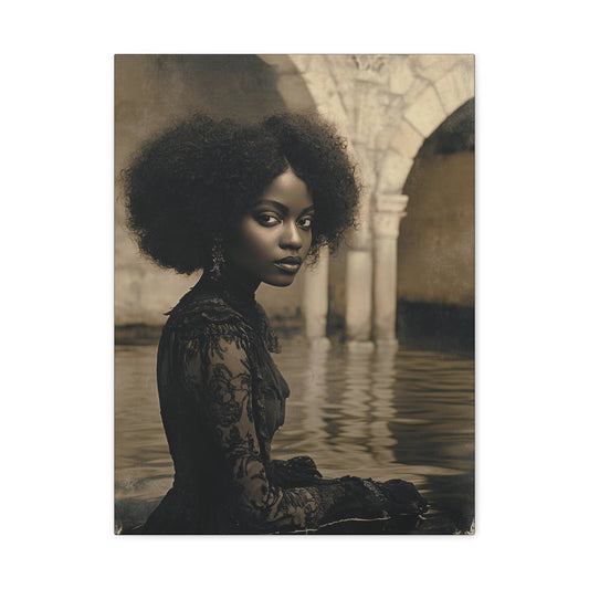 Black Mesh & Lace – Canvas Wall Art - Elegant Stretched Canvas Art Print, Gift for Art Lovers
