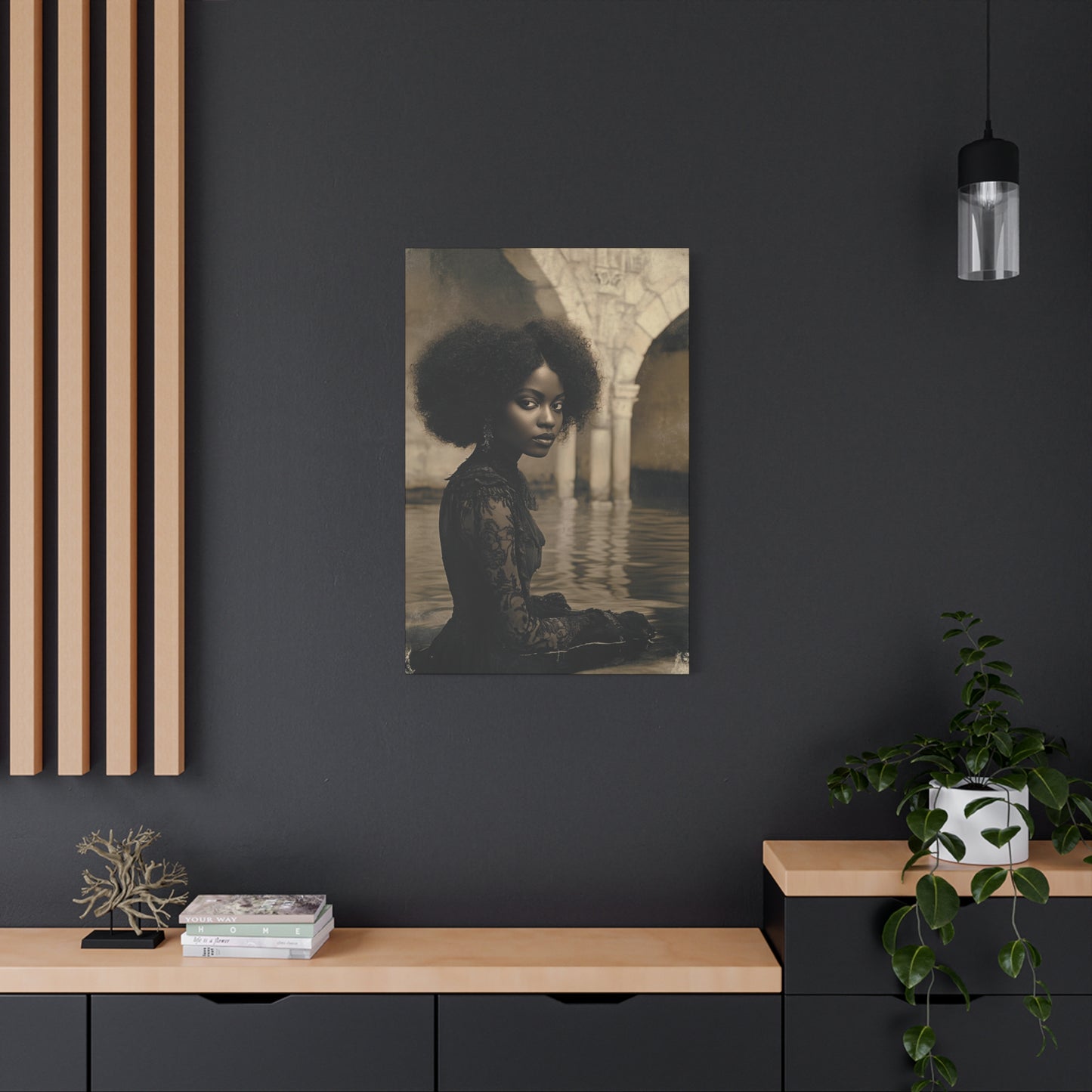 Black Mesh & Lace – Canvas Wall Art - Elegant Stretched Canvas Art Print, Gift for Art Lovers