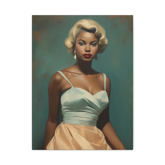 Nneka - Elegant Stretched Canvas Art Print, Vintage Hollywood GlamourWall Decor for Home, Vintage Artwork, Gift for Art Lovers, Unique Home Decorations