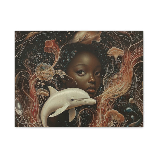 This Vast Ocean No. 3 - Elegant Stretched Canvas Art - AfroFuturist Daydream on Canvas